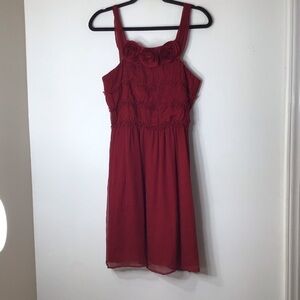 Burlap dress women red silk 8
